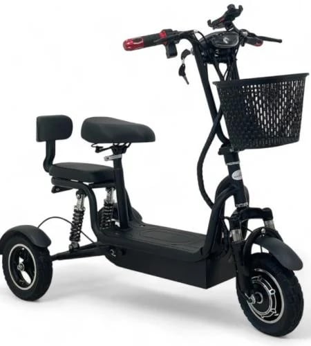 Three-Wheel Electric Scooter for Adults | 48V 500W | Two Seats & Basket | 10 in
