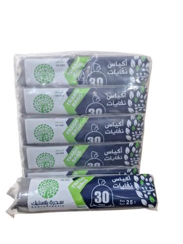سدرة بلاستيك | شدة أكياس نفايات 30 جالون | 25 كيس...