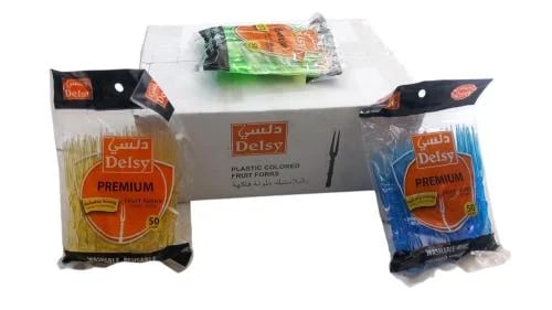 Delsy | Plastic Forks for Desserts | Colors | Carton | 1000 pcs