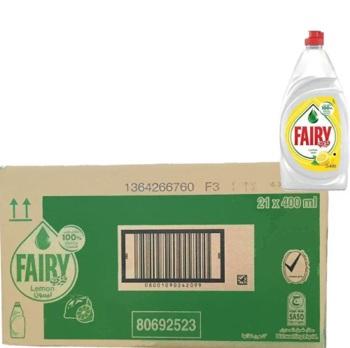 Fairy | Dish Washing Liquid | Lemon | 400 ml | Carton | 21 pcs