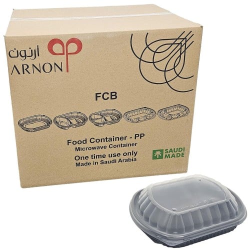 ارنون | علب ميكرويف مقسم 1 | سادة | اسود | مع غطاء...