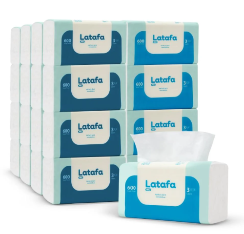 LATAFA | Tissue Bundle of 4x8x600 Facial Tissues 3Ply