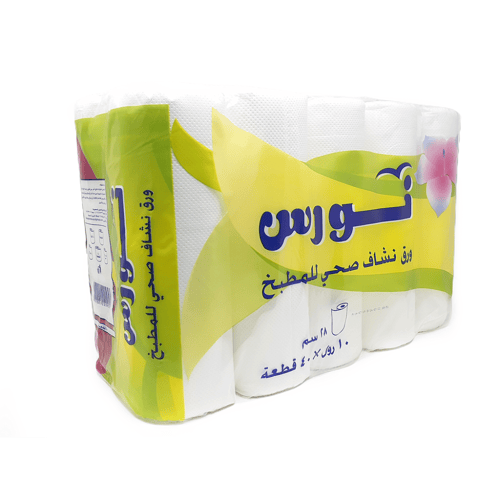 نورس | حزمة رول مناديل مطبخ مزدوج | 4 شدات × 10 رو...