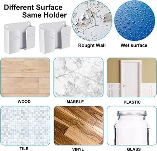 حامل جوال جداري لاصق ابيض Wall Mobile Phone Holder...