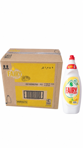 Fairy | Dish Washing Liquid | Lemon | 1.5 Liter | Carton | 9 pcs