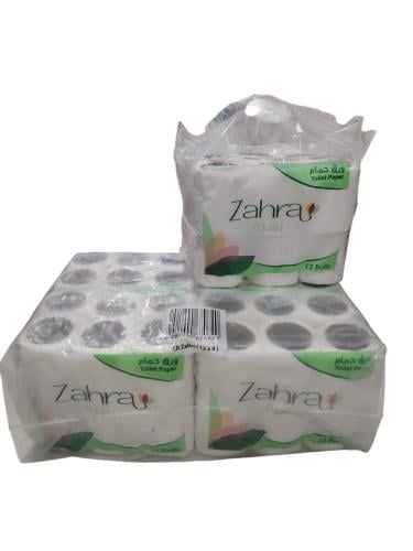 زهرة | حزمة رول مناديل حمام زهرة (12x4 رول) 48 رول