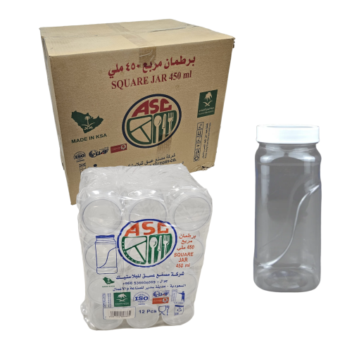 عسق | برطمان | علب بلاستيك مربع | شفاف | رقم 450*5...