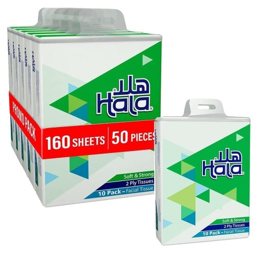 نابكو هلا | حزمة مناديل وجه | طبقتان | 5 شدات × 10...