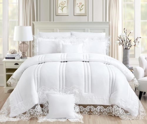 مفرش سريرBEAUTIFUL NIGHT نفر ونص بتصميم الدانتيل ل...