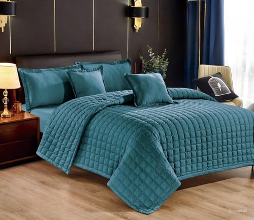 مفرش نفرين روزي مضغوط سادة صيفي بتصميم مربعات