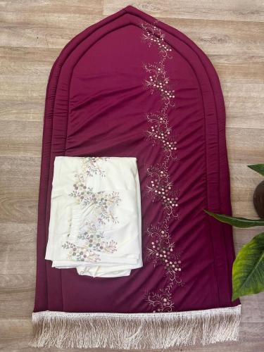 SNOOZYL طقم سجاد صلاة مطرز ملكي مع شرشف