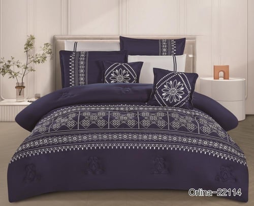 مفرش MERISE نفرين مطرز من المايكروفايبر بتصميم حصر...