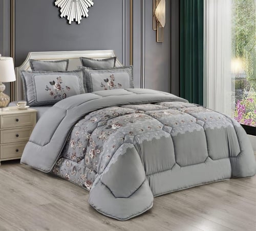 طقم لحاف نفرين مشجر ليضيف الجمال والاناقة لغرفتك و...