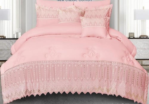 طقم لحاف ملكي نفرين بتطريز دانتيل الفخم يتكون من 6...