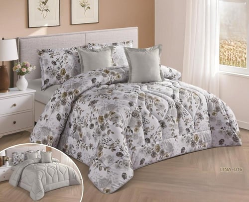 طقم لحاف 8 قطع نفرين مشجر حشوة كبيرة