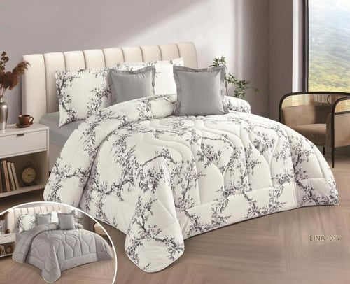 طقم لحاف 8 قطع نفرين مشجر حشوة كبيرة