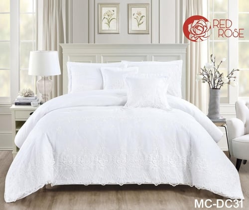 طقم لحاف ملكي نفر بتطريز دانتيل الفخم يتكون من 4 ق...