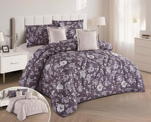 مفرش هورس نفرونص مشجر فخم ذو طابع وجهين بتصميم فخم