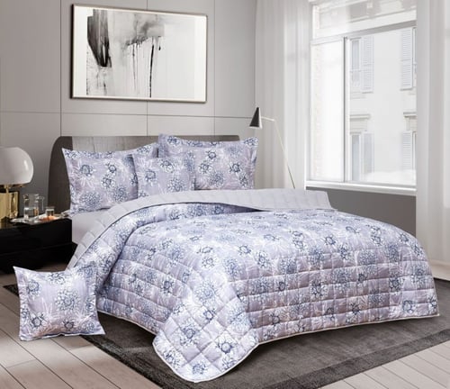 مفرش نفر ونص مشجر مضغوط ذو طابع مربعات