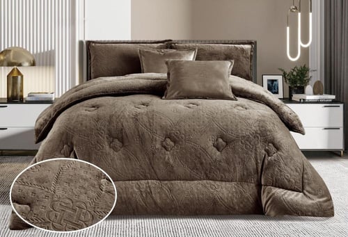 مفرش SALI نفرين شتوي من المخمل الناعم والفرو الداف...