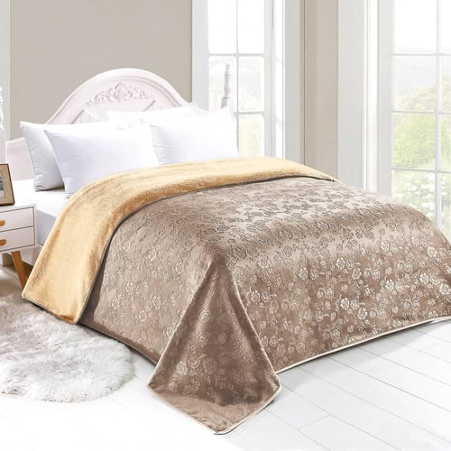 بطانية لوف وارم نفرين 3 كيلو بنمط وجهين المخمل وال...