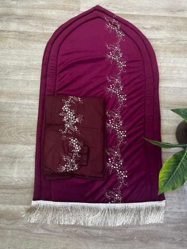 SNOOZYL طقم سجاد صلاة مطرز ملكي مع شرشف