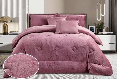 مفرش SALI نفرين شتوي من المخمل الناعم والفرو الداف...