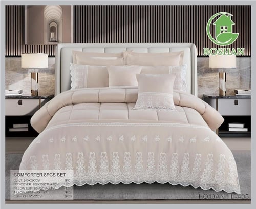 مفرش روشان نفرين فخم ذو طابع دانتيل ليضيف لديكور غ...