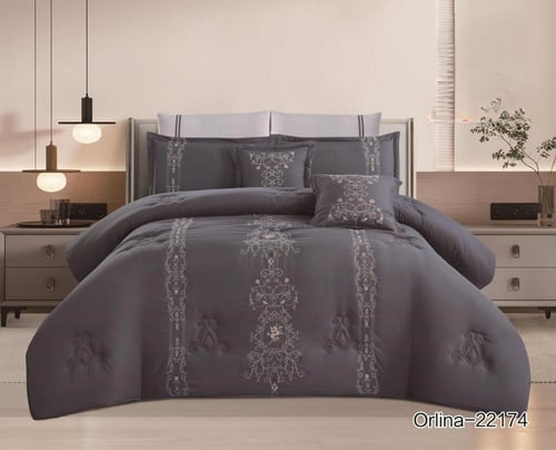 مفرش MERISE نفرين مطرز من المايكروفايبر بتصميم حصر...