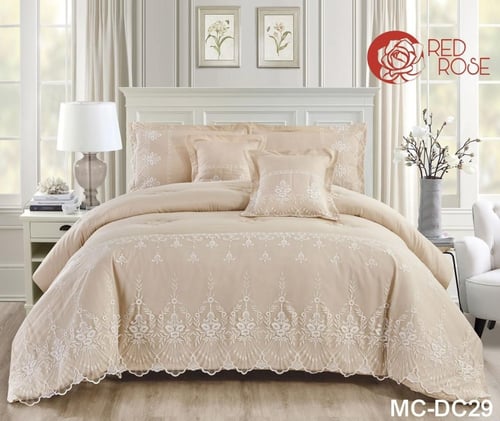 طقم لحاف ملكي نفر بتطريز دانتيل الفخم يتكون من 4 ق...