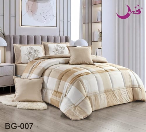 مفرش نفرين ذو طابع مربعات يتكون من 6 قطع واجود انو...