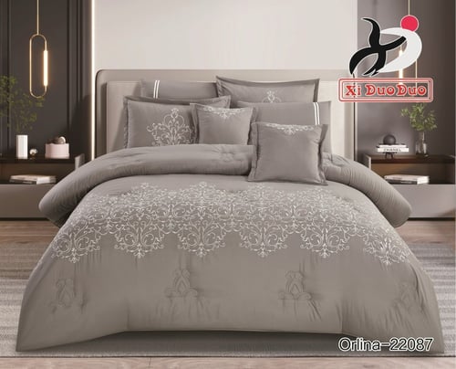 طقم لحاف نفرين ذو طابع تطريز لأظافة الجمال والاناق...