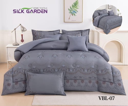 مفرش حشوة وسط صيفي سادة وبإطار مشجر خامة مكروفايبر