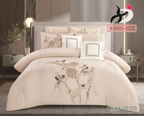 طقم لحاف نفرين ذو طابع تطريز لأظافة الجمال والاناق...