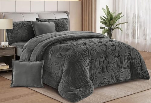 طقم لحاف مفرش نفر ونص شتوي من المخمل الناعم والفرو...