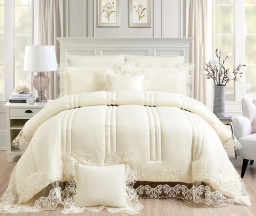 مفرش سريرBEAUTIFUL NIGHT نفر ونص بتصميم الدانتيل ل...