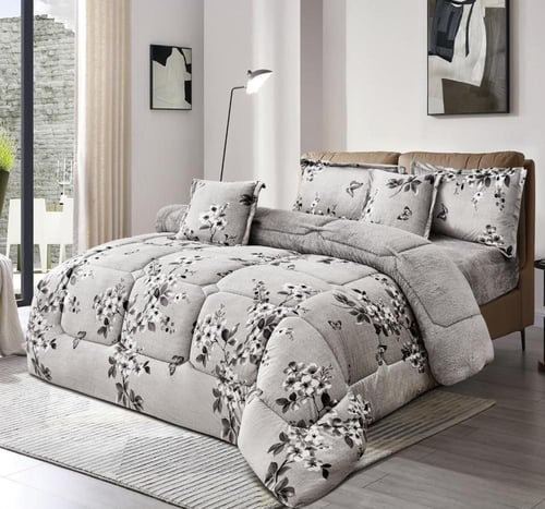 مفرش دفئ نفرين شتوي مشجر من المخمل الناعم والفرو ا...