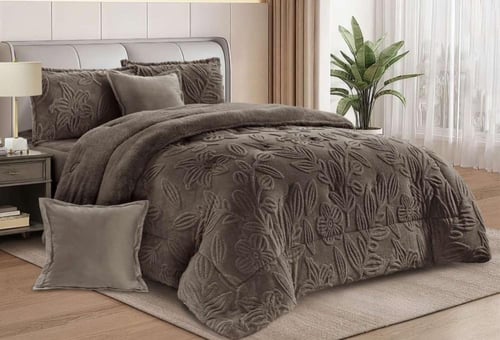 طقم لحاف مفرش نفرين شتوي من المخمل الناعم والفرو ا...