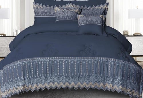 طقم لحاف ملكي نفرين بتطريز دانتيل الفخم يتكون من 6...