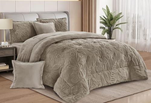 طقم لحاف مفرش نفرين شتوي من المخمل الناعم والفرو ا...