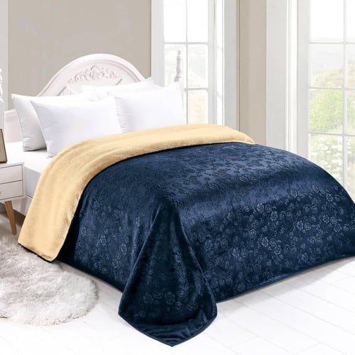 بطانية لوف وارم نفرين 3 كيلو بنمط وجهين المخمل وال...