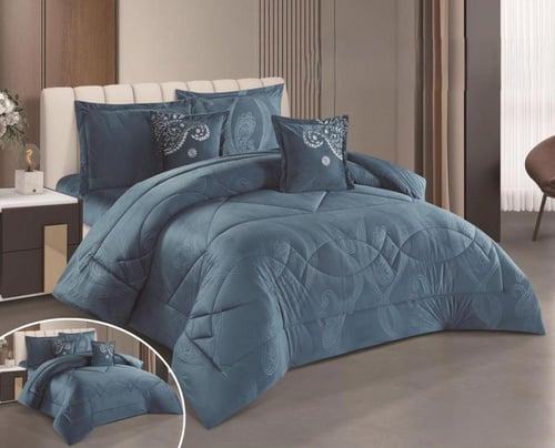 طقم لحاف مفرش نفرين شتوي من المخمل الناعم والفرو ا...