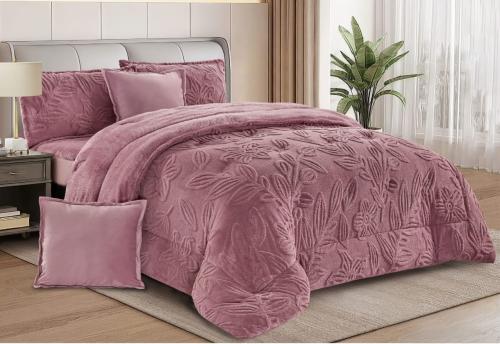 طقم لحاف مفرش نفر ونص شتوي من المخمل الناعم والفرو...