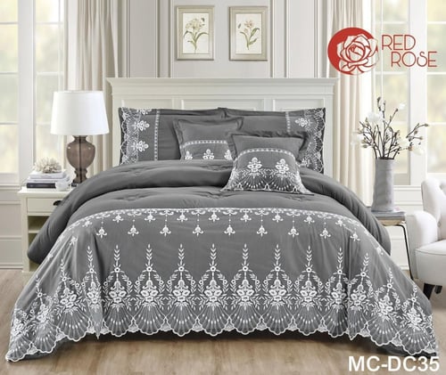 طقم لحاف ملكي نفر بتطريز دانتيل الفخم يتكون من 4 ق...