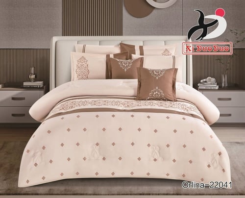 طقم لحاف نفرين ذو طابع تطريز لأظافة الجمال والاناق...