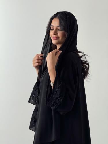 عبايه شك اسود + طرحه شك اسود