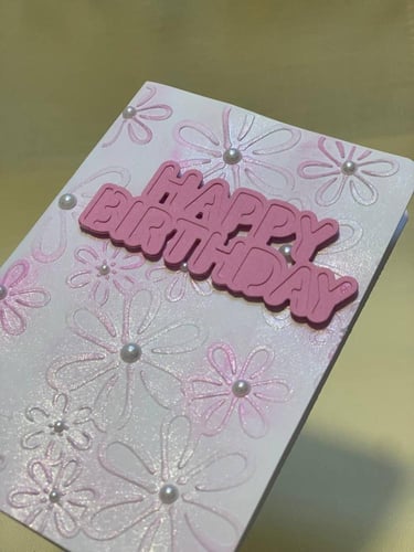 Happy birthday - Pink with flowers