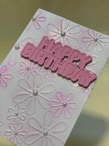 Happy birthday - Pink with flowers