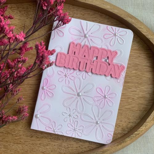 Happy birthday - Pink with flowers