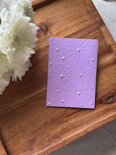 كرت تهنئة بورود بارزة ولؤلؤ - Jun 25